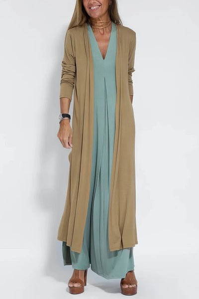 Aurora – 2-Piece V-Neck Long Dress & Cardigan Set